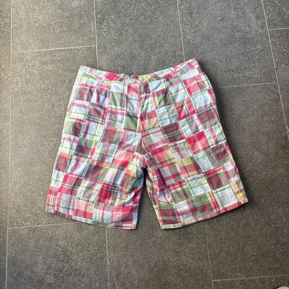 Brooks Brothers 346 Madras Patchwork Lightweight Shorts Women 12 Plaid Preppy - Picture 10 of 12